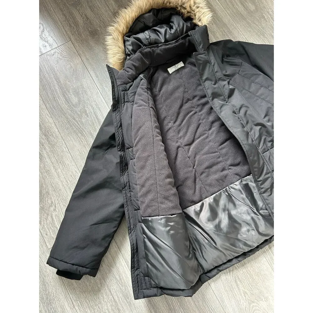 Kid’s Black Water-Repellent Padded Parka Hooded Jacket Size 16 Years